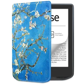 Tech-Protect SmartCase planšetdatora apvalks PocketBook Verse / Verse Pro - zils ar sakura ziediem