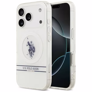 US Polo DH and Bottom Stripe Logo MagSafe Чехол для iPhone 17 Pro - белый
