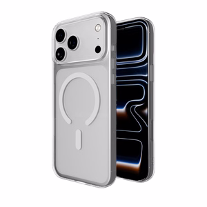 Puro Lite Mag TPU+PC viedtālruņa apvalks saderīgs ar MagSafe iPhone 17 Pro Max - caurspīdīgs ar baltu gredzenu