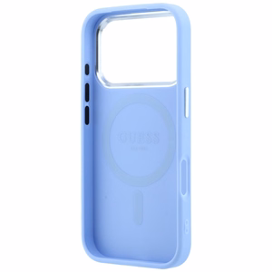 Guess Grained Triangle Logo vāciņš modelim iPhone 18 Pro / 17 Pro, saderīgs ar MagSafe – zils