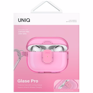 Uniq Glase Pro apvalks AirPods Pro 2 - rozā