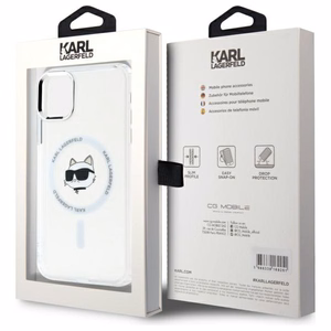 Karl Lagerfeld IML Metāla Choupette galva MagSafe apvalks iPhone 11 - balts