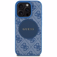 Guess 4G Circle Classic Logo Magnētiskais viedtālruņa apvalks iPhone 16 Pro - zils