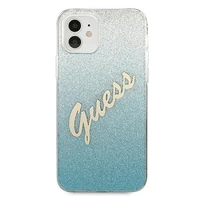 Guess GUHCP12SPCUGLSBL iPhone 12 mini 5.4" zils/zils cietais apvalks Glitter Gradient Script