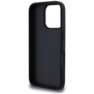 Guess graudainais lielais 4G logotips mazais klasiskā logotipa apvalks iPhone 16 Pro Max - melns