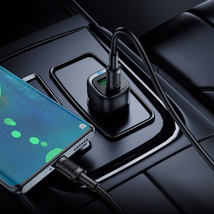 Borofone Car charger BZ34B Cloud - USB + Type C - QC 3.0 PD 38W with Type C to Type C cable black