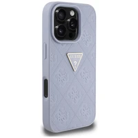 Guess Hot Stamp 4G Pattern Triangle Metal Logo viedtālruņa apvalks iPhone 16 Pro - violets