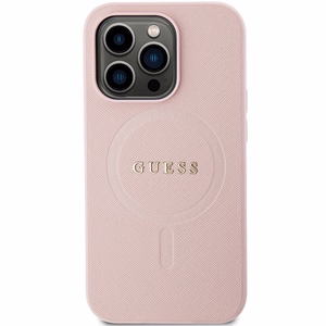 Guess GUHMP14LPSAHMCP viedtālruņa apvalks iPhone 14 Pro - rozā Saffiano Magnētiskais