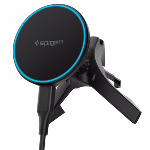 Spigen EV15MAQ Essential Qi2 MagSafe automašīnas gaisa ventilācijas turētājs - melns