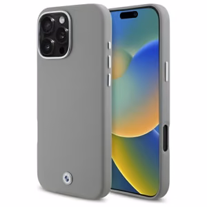 BMW Sign Pilnībā Aptverts Metāla Magnētiskais viedtālruņa apvalks iPhone 16 Pro Max - pelēks
