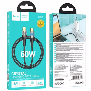 Kabelis USB-C uz USB-C Hoco 3A 60W 1,2 m U121 melns