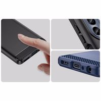 Carbon Case viedtālruņa apvalks Motorola Moto G62 5G elastīgs silikona oglekļa pārklājums melns