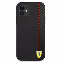 Ferrari FESAXHCP12SBK iPhone 12 mini 5.4" melns/melns cietais viedtālruņa apvalks On Track Carbon Stripe
