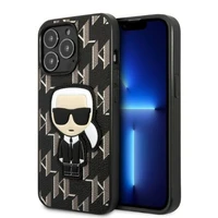 Karl Lagerfeld KLHCP13LPMNIKBK iPhone 13 Pro / 13 6.1" cietais apvalks melns/melns Monogramma Ikonik plāksteris