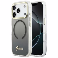 Guess IML Gradient Script Metal MagSafe Maciņš for iPhone 17 Pro Max - melns