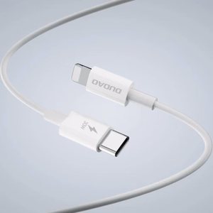 Lādētājs Dudao A30EUL balts 30W (1xPD / 1xQC3.0) + Type-C / Lightning kabelis