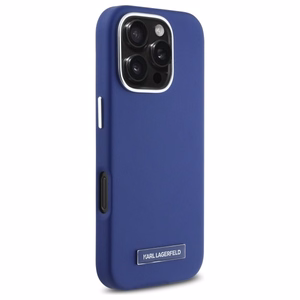 Karl Lagerfeld FW Metal Plate Magnētiskais viedtālruņa apvalks iPhone 16 Pro Max - zils