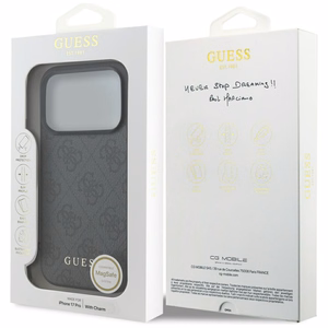 Guess 4G Charms Collection MagSafe viedtālruņa apvalks iPhone 17 Pro - melns