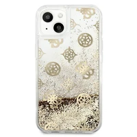 Guess GUHCP13SLGPEGO iPhone 13 mini 5.4" zelta/zelta cietais apvalks Peony Liquid Glitter