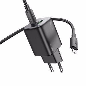 Зарядное устройство для телефона USB A + USB C QC PD 3A 20W + кабель USB C to Lightning N41 чёрное
