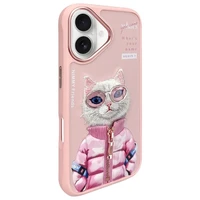 Nimmy Cool&Cute 2.0 Kaķa viedtālruņa apvalks iPhone 16 - rozā