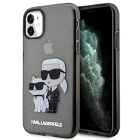 Karl Lagerfeld KLHCN61HNKCTGK iPhone 11 / Xr 6.1" melns/melns cietais apvalks Gliter Karl&Choupette