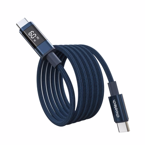Choetech XCC-1068 PD 60W USB-C - USB-C kabelis ar displeju 1.2 m - zils