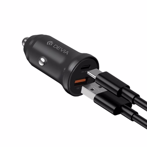 Devia auto lādētājs Smart Mini PD QC 3.0 30W 1x USB 1x USB-C balts
