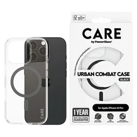 CARE by PanzerGlass Flagship viedtālruņa apvalks iPhone 16 Pro 6.3" melns/melns magnētiskais 1346