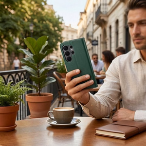 Atlokāmais maciņš Motorola G17 Split Book, zaļš un zeltains