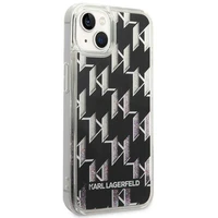 Karl Lagerfeld KLHCP14SLMNMK iPhone 14 6.1 "cietais viedtālruņa apvalks melns / melns šķidrais mirdzums Monogram