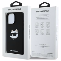 Karl Lagerfeld silikona magnētiskais viedtālruņa apvalks iPhone 16 Pro ar Choupette galvas attēlu - melns