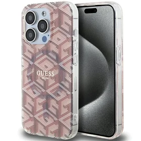 Guess IML GCube MagSafe viedtālruņa apvalks iPhone 15 Pro Max - rozā