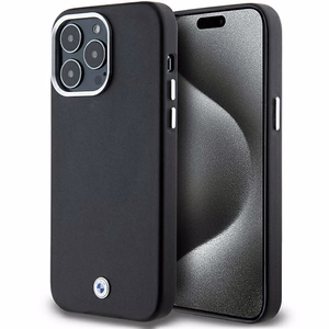 BMW Signature Wrapped Metal Magnētiskais viedtālruņa apvalks iPhone 15 Pro Max - melns