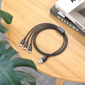 Melns Borofone BX72 3 vienā USB–USB-C / Micro-USB / Lightning kabelis, 2 A, 1 m