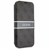 Guess GUBKP13S4GDGR iPhone 13 mini 5.4" pelēks/pelēks grāmatas tipa apvalks 4G Stripe