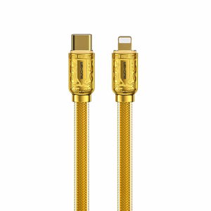 WEKOME WDC-163 Sakin Series USB-C–Lightning uzlādes un datu kabelis, 1 m, PD 20 W, zelta krāsā