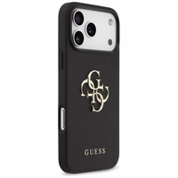 Guess Graudains Liels 4G un Klasiskais Logotips viedtālruņa apvalks iPhone 17 Pro Max - melns