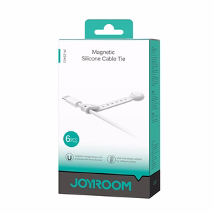 Joyroom JR-ZS422 kabeļu organizētājs silikona lente ar magnētu, 6 gabalu komplekts - balts