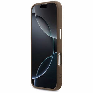 Guess 4G Big 4G Classic Logo viedtālruņa apvalks, paredzēts iPhone 17 – brūnā un sudraba krāsā