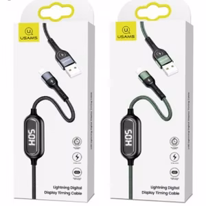 USB Cable USAMS "SJ423 - U48" Green "Lightning" 120cm (Digital Charging Display)