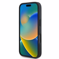 BMW Signature Ādas Pus Teksturēts & Apļa MagSafe Apvalks iPhone 16 Pro - Melns