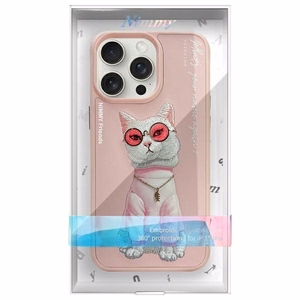 NIMMY case GLASSES COOL CAT for IPHONE 15 Pro Max pink
