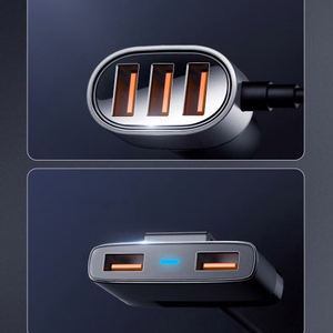 Joyroom ātrais automobiļu lādētājs ar 5 USB pieslēgvietām, 6,2 A, ar pagarināšanas kabeli, melns (JR-CL03)