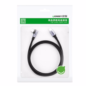 Ugreen US255 50125 USB-C (taisns) / USB-C (leņķa) PD QC kabelis 60W 3A 2m - pelēks