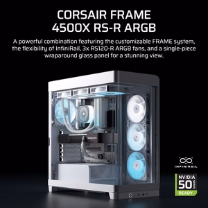 Corsair 4500X RS-R ARGB rūdīts stikls vidēja torņa korpuss, balts