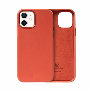 Crong Essential Cover vāciņš ierīcei iPhone 12 / iPhone 12 Pro, no mākslīgās ādas, sarkans