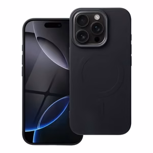 Maciņš iPhone 16 PRO Silicone Mag Cover, saderīgs ar MagSafe (liels izgriezums), melns