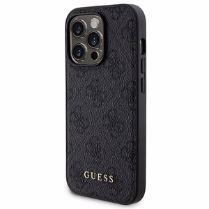 Guess 4G Metal Logo viedtālruņa apvalks komplekts iPhone 14 Pro Max + 5000mAh Magnētiskā portatīvais lādētājs - melna