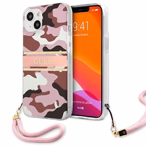 Guess GUHCP13MKCABPI iPhone 13 6.1" розовый/розовый жёсткий чехол Camo Strap Collection